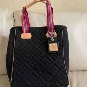 Consuela Black and Red Quilted Tote Bag